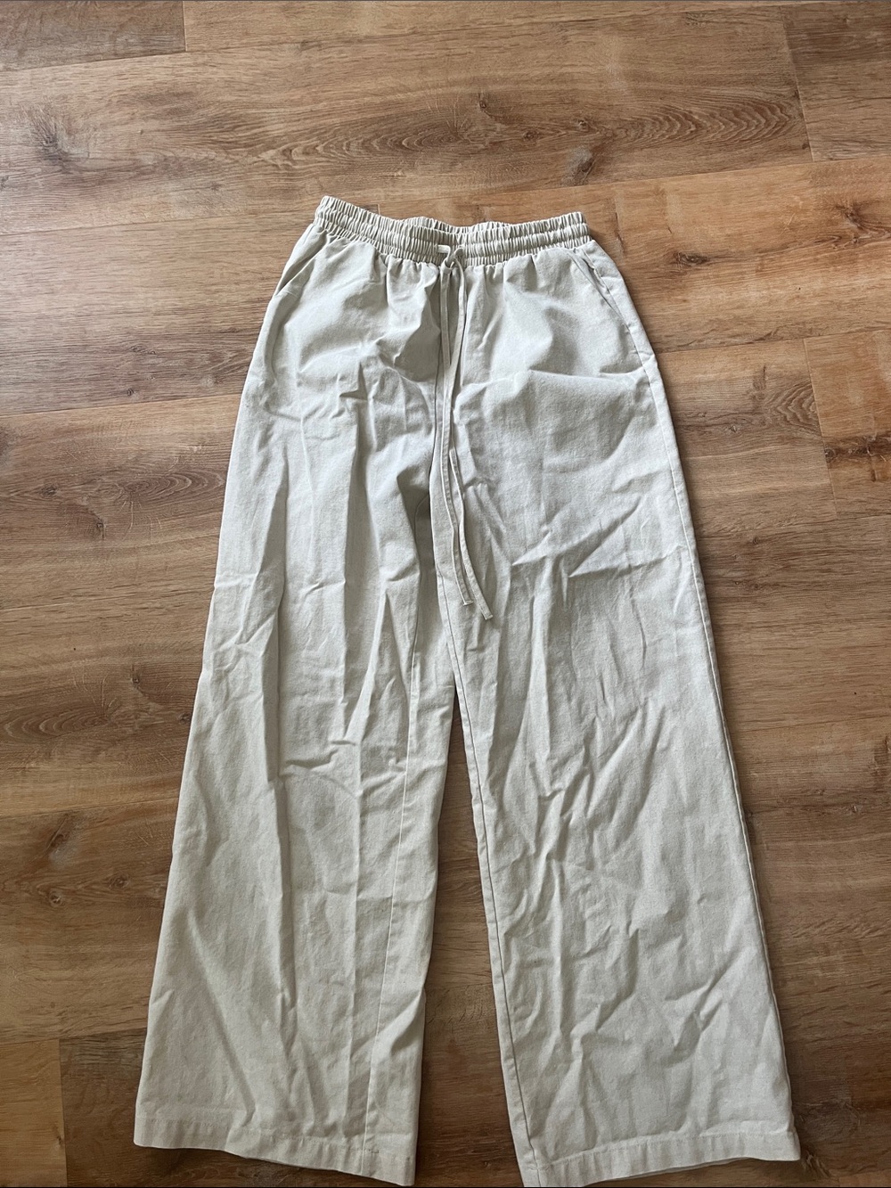 Men's Casual Drawstring Pants in Cream